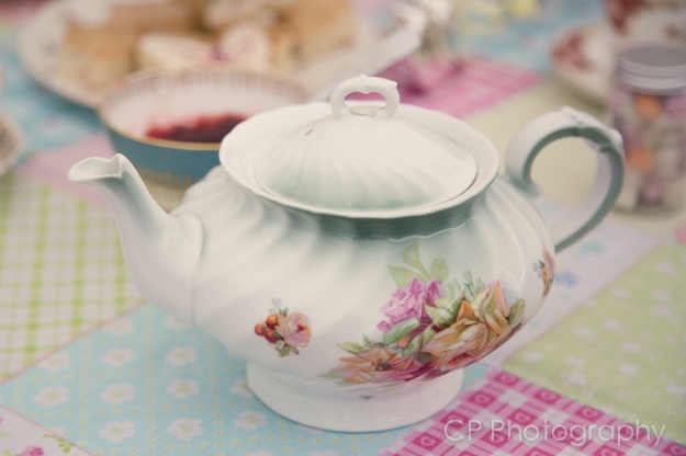Vintage crockery teapot  to hire by Fuschia.