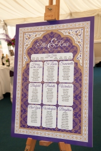 Temple of Dreams Table Plan in violet and gold by Fuschia.